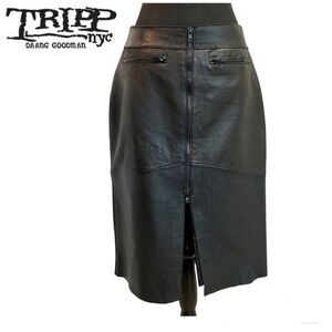 Dang Goodman Tripp NYC Punk rock goth leather front zipper skirt size 11